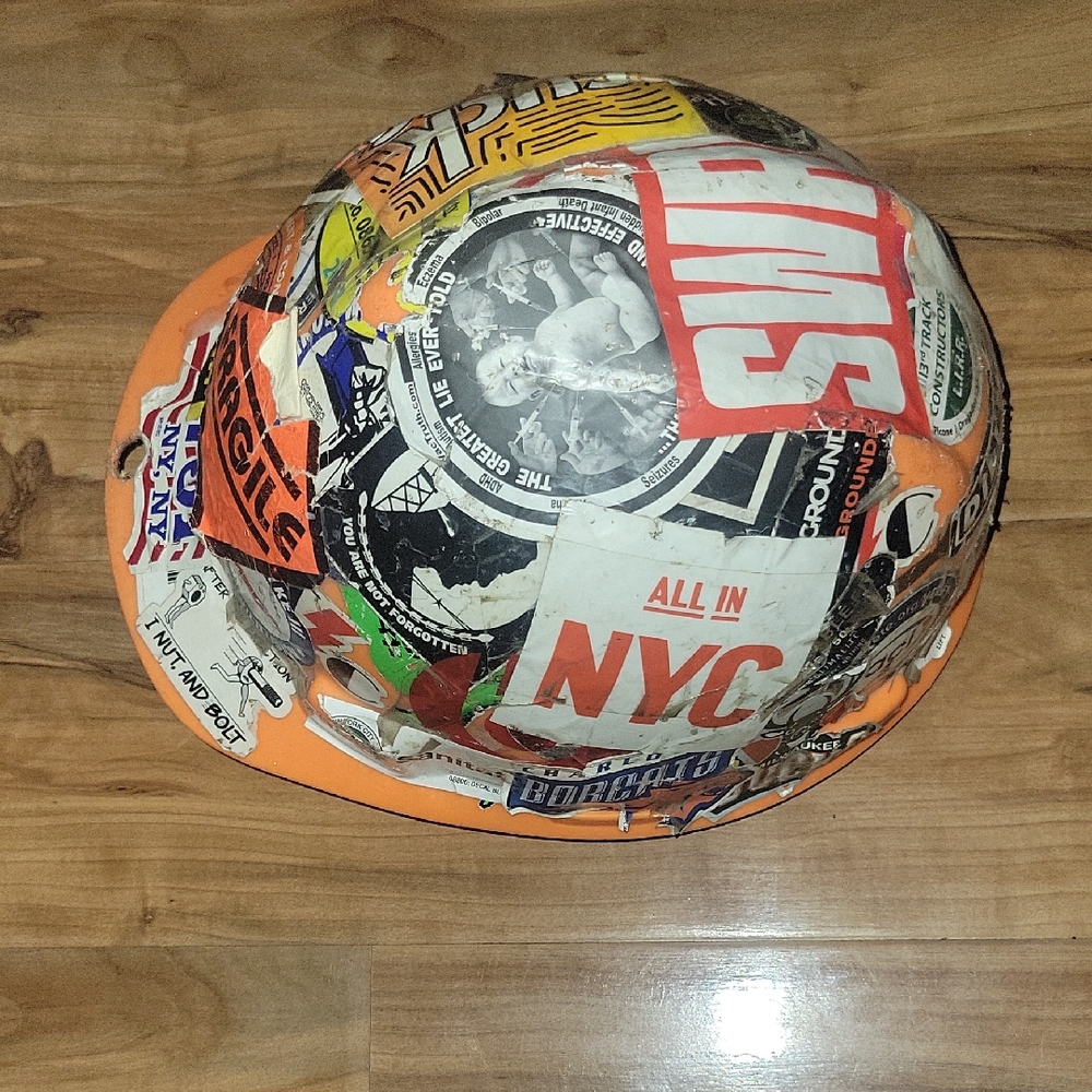 Orange Sticker-Decorated Hard Hat